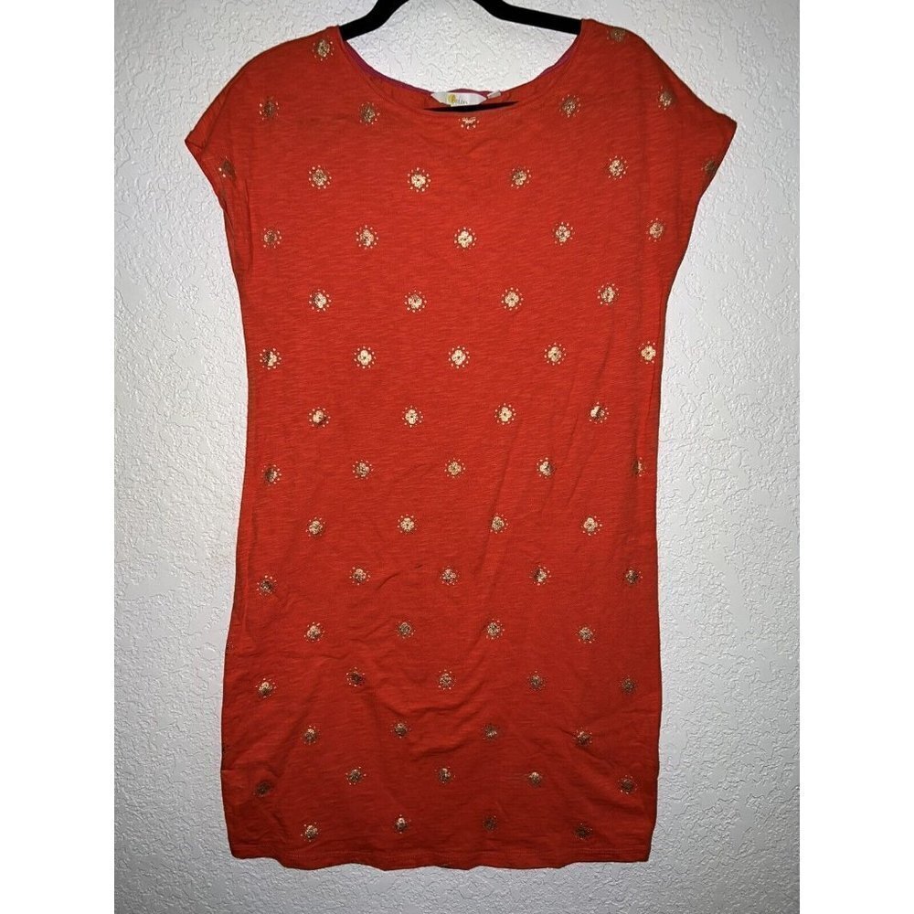 𝅺BODEN Summer Dress Red & Gold Short Sleeve T-Shirt Dress (T) size 2